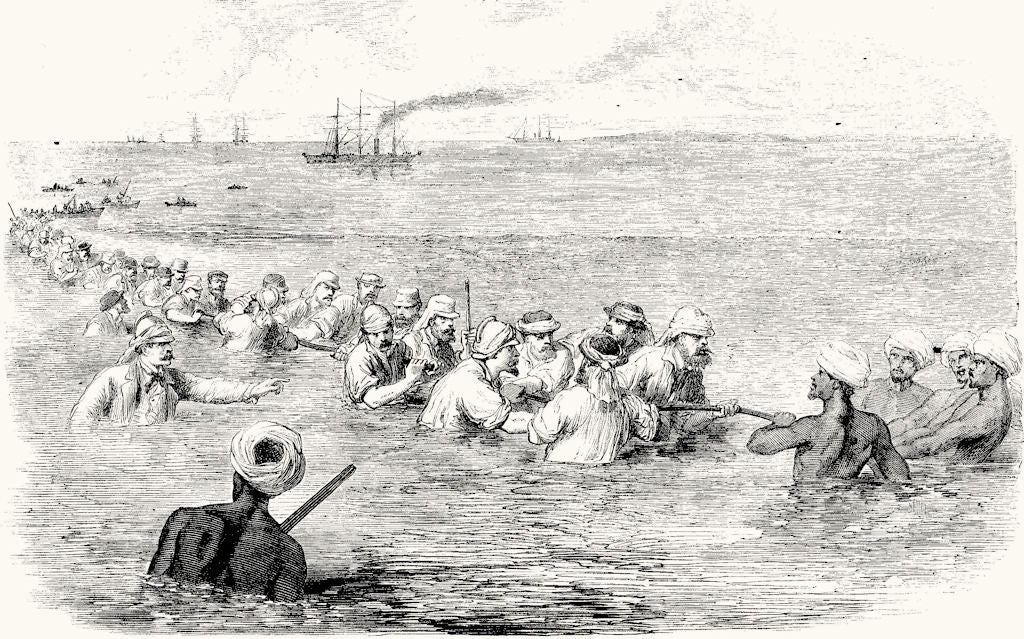 IRAN. Indo-European Telegraph. Landing Cable at Fao 1865 old antique print